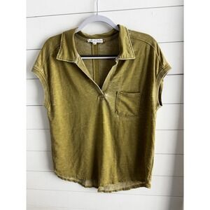 Jane + Delaney Sleeveless Collared Burnout Shirt Size L Gold